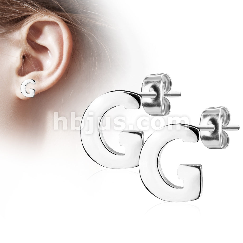 316L Surgical Steel Pair of Alphabet Initial 316L Stainless Steel... - Image 8