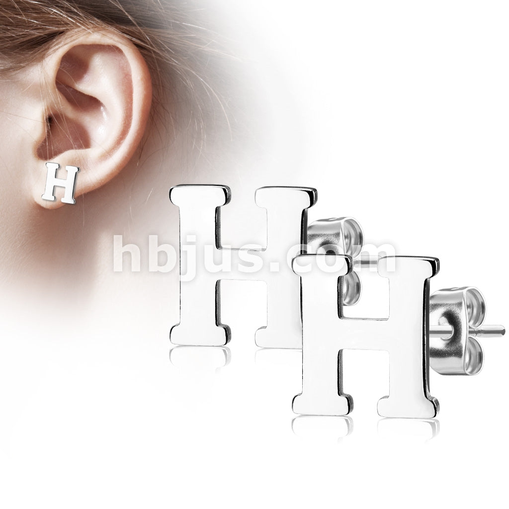 316L Surgical Steel Pair of Alphabet Initial 316L Stainless Steel... - Image 9