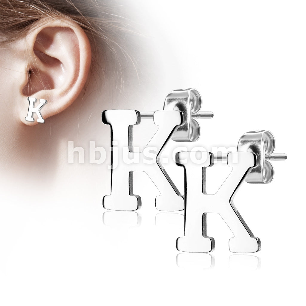 316L Surgical Steel Pair of Alphabet Initial 316L Stainless Steel... - Image 12