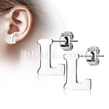 316L Surgical Steel Pair of Alphabet Initial 316L Stainless Steel... - Image 13