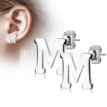 316L Surgical Steel Pair of Alphabet Initial 316L Stainless Steel... - Image 14
