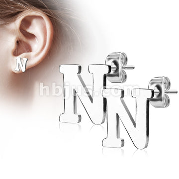 316L Surgical Steel Pair of Alphabet Initial 316L Stainless Steel... - Image 15