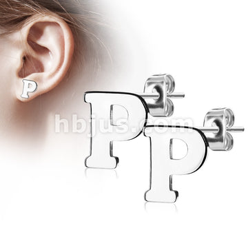 316L Surgical Steel Pair of Alphabet Initial 316L Stainless Steel... - Image 17