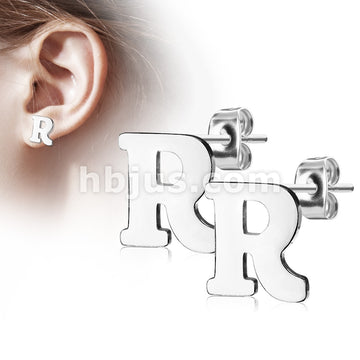 316L Surgical Steel Pair of Alphabet Initial 316L Stainless Steel... - Image 19