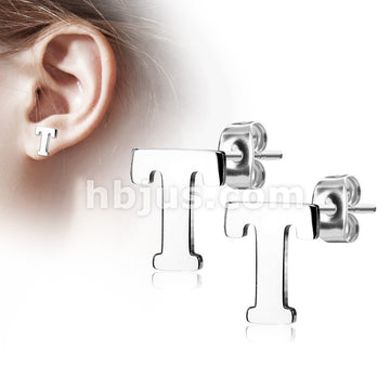 316L Surgical Steel Pair of Alphabet Initial 316L Stainless Steel... - Image 21