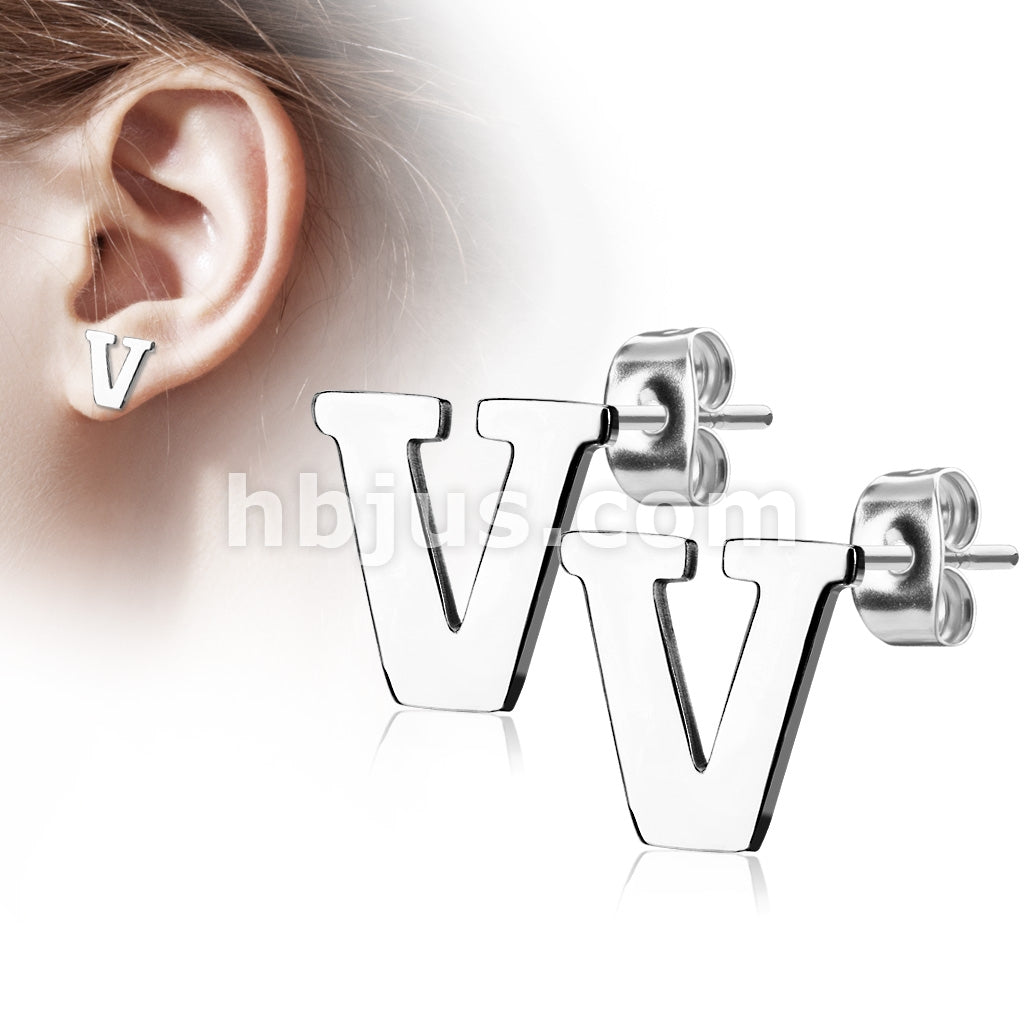 316L Surgical Steel Pair of Alphabet Initial 316L Stainless Steel... - Image 23