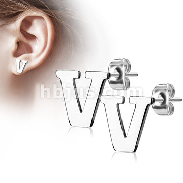 316L Surgical Steel Pair of Alphabet Initial 316L Stainless Steel... - Image 23