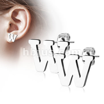316L Surgical Steel Pair of Alphabet Initial 316L Stainless Steel... - Image 24