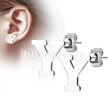 316L Surgical Steel Pair of Alphabet Initial 316L Stainless Steel... - Image 26