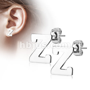 316L Surgical Steel Pair of Alphabet Initial 316L Stainless Steel... - Image 27