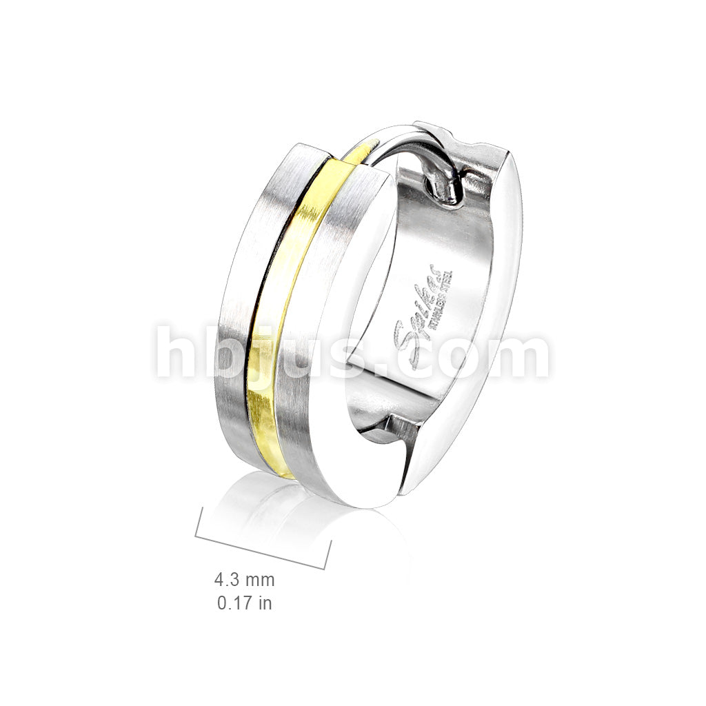 316L Surgical Steel Pair of PVD Striped Center Brushed Surface 316L... - Image 7
