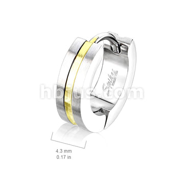 316L Surgical Steel Pair of PVD Striped Center Brushed Surface 316L... - Image 7