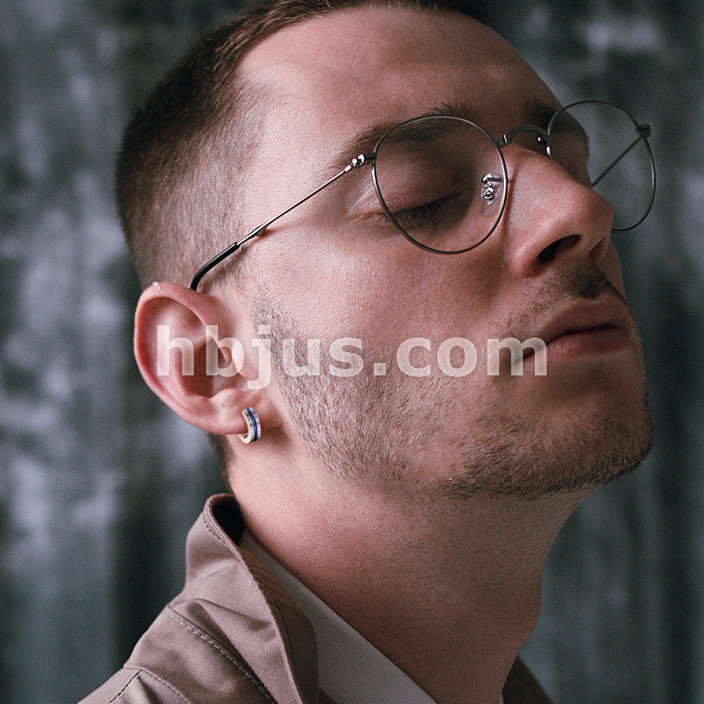 316L Surgical Steel Pair of PVD Striped Center Brushed Surface 316L... - Image 9