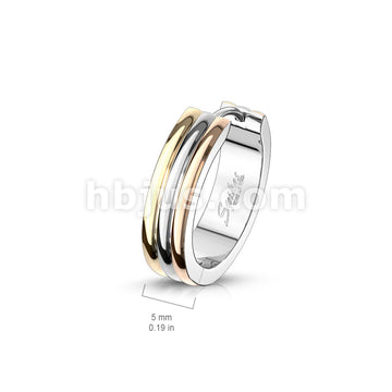 316L Surgical Steel Pair of Triple Dome 3-Tone 316LStainless Steel... - Image 4
