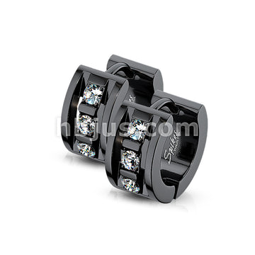316L Surgical Steel Pair of 3 CNC Set Clear CZ 316LStainless Steel... - Image 4