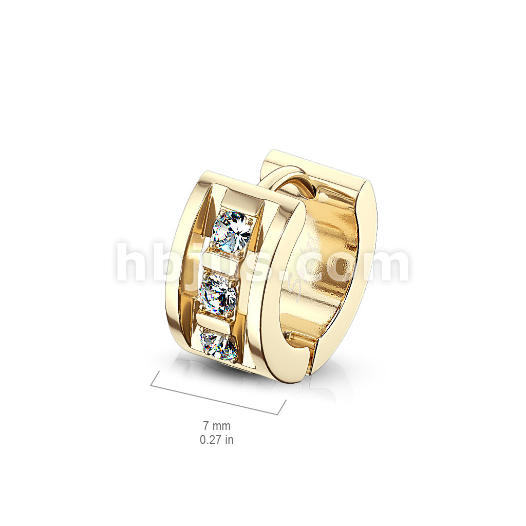 316L Surgical Steel Pair of 3 CNC Set Clear CZ 316LStainless Steel... - Image 6
