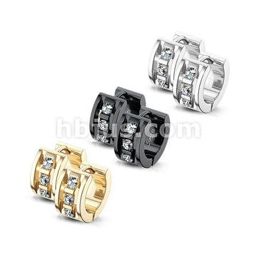 316L Surgical Steel Pair of 3 CNC Set Clear CZ 316LStainless Steel... - Image 7