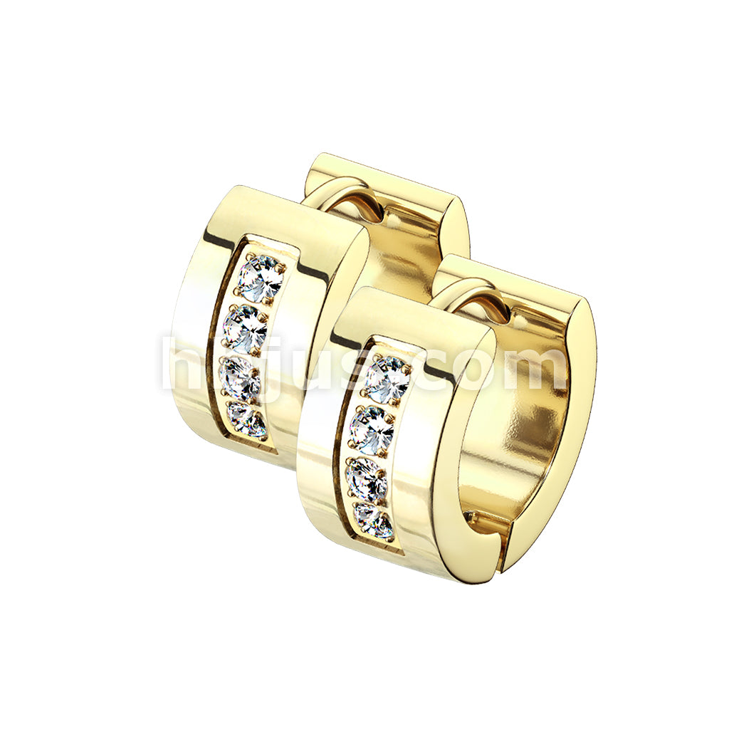 316L Surgical Steel Pair of 4 CNC Set Clear CZ Stainless Steel Hinge... - Image 3