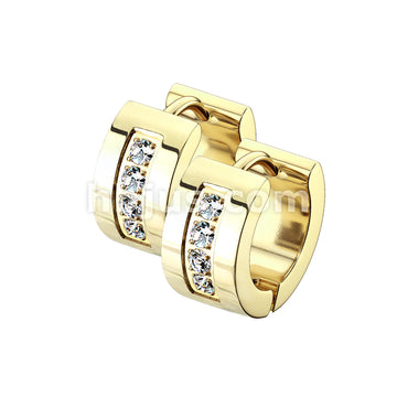316L Surgical Steel Pair of 4 CNC Set Clear CZ Stainless Steel Hinge... - Image 3
