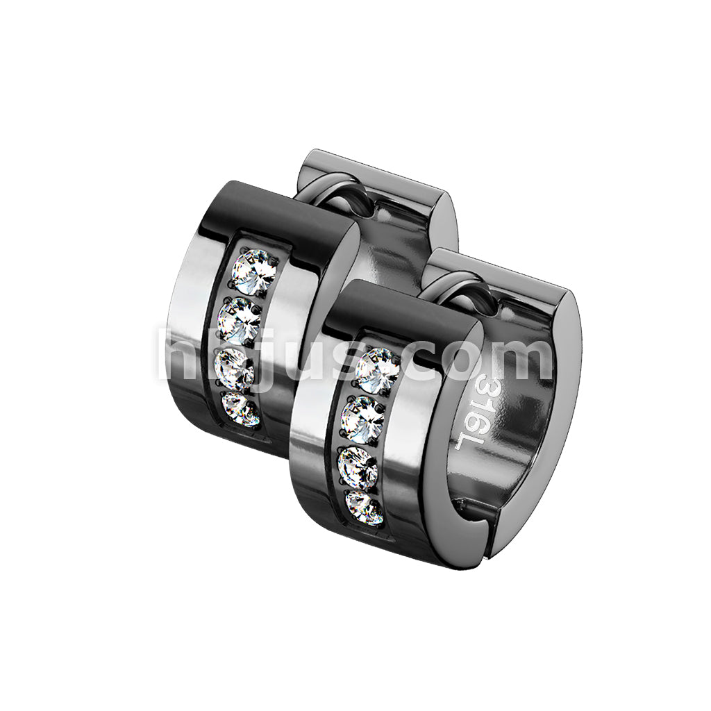 316L Surgical Steel Pair of 4 CNC Set Clear CZ Stainless Steel Hinge... - Image 4