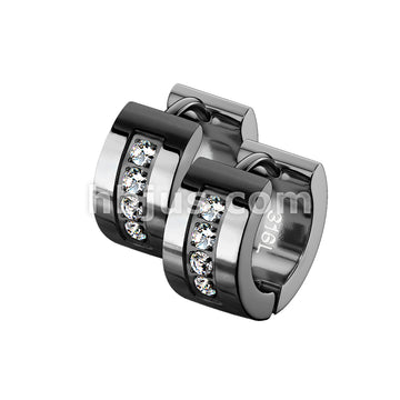 316L Surgical Steel Pair of 4 CNC Set Clear CZ Stainless Steel Hinge... - Image 4