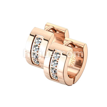 316L Surgical Steel Pair of 4 CNC Set Clear CZ Stainless Steel Hinge... - Image 5