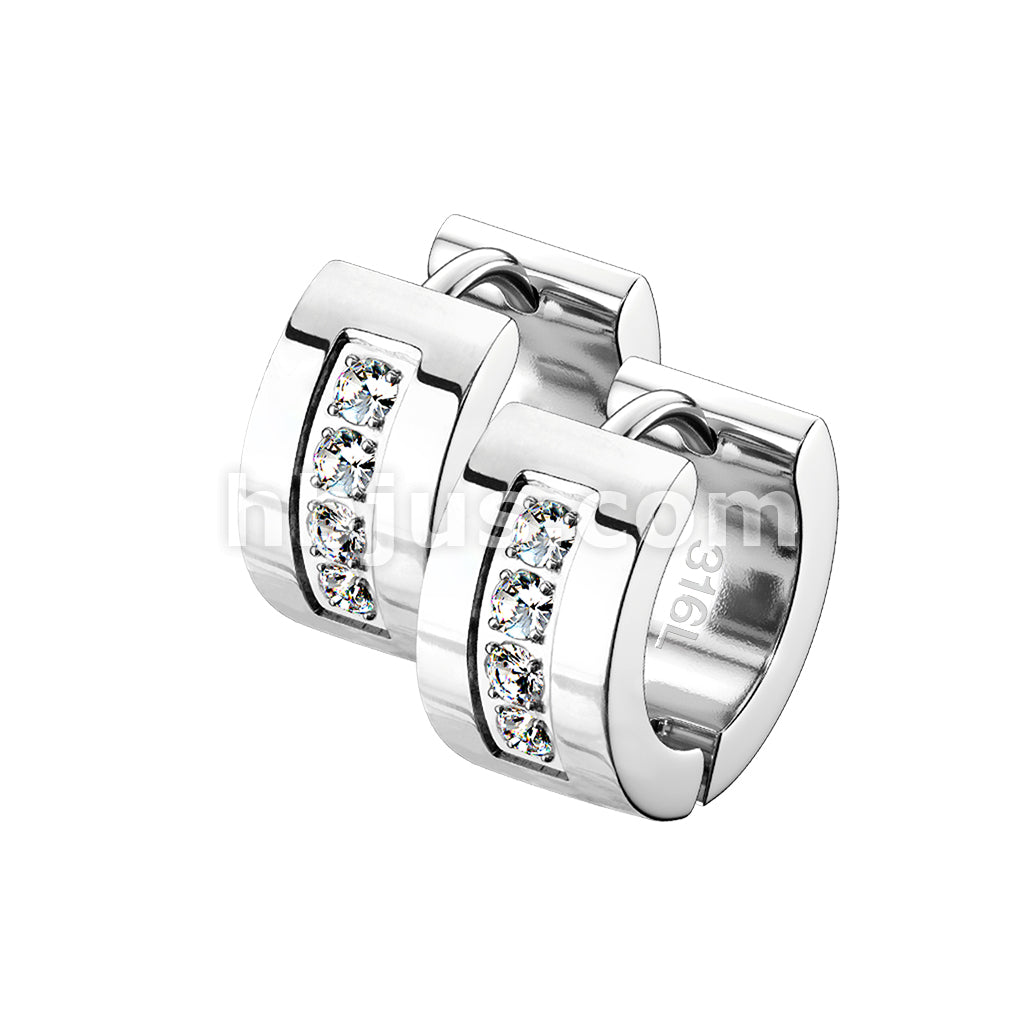 316L Surgical Steel Pair of 4 CNC Set Clear CZ Stainless Steel Hinge... - Image 6