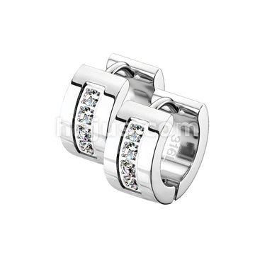 316L Surgical Steel Pair of 4 CNC Set Clear CZ Stainless Steel Hinge... - Image 6