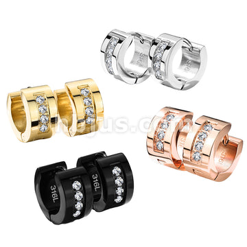 316L Surgical Steel Pair of 4 CNC Set Clear CZ Stainless Steel Hinge...
