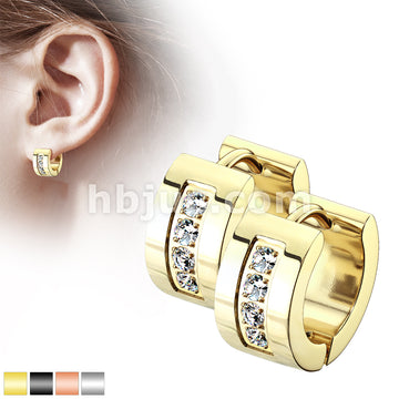 316L Surgical Steel Pair of 4 CNC Set Clear CZ Stainless Steel Hinge... - Image 2