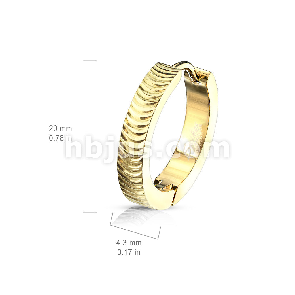 316L Surgical Steel Pair of Grooved Arcs Stainless Steel Hinge Action... - Image 6