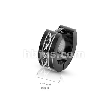 316L Surgical Steel Pair of 316L Stainless Steel Black Hinged Hoop Wide... - Image 3