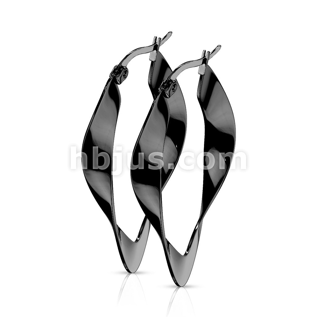 316L Surgical Steel Pair of 316LStainless Steel Twisted Oval Hoop Earrings - Image 4