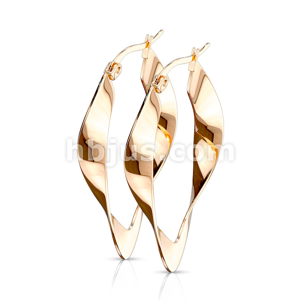 316L Surgical Steel Pair of 316LStainless Steel Twisted Oval Hoop Earrings - Image 5
