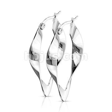316L Surgical Steel Pair of 316LStainless Steel Twisted Oval Hoop Earrings - Image 6