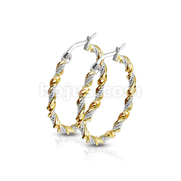 316L Surgical Steel Pair of Braided 316LStainless Steel and Gold IP... - Image 3