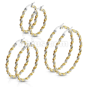 316L Surgical Steel Pair of Braided 316LStainless Steel and Gold IP... - Image 6