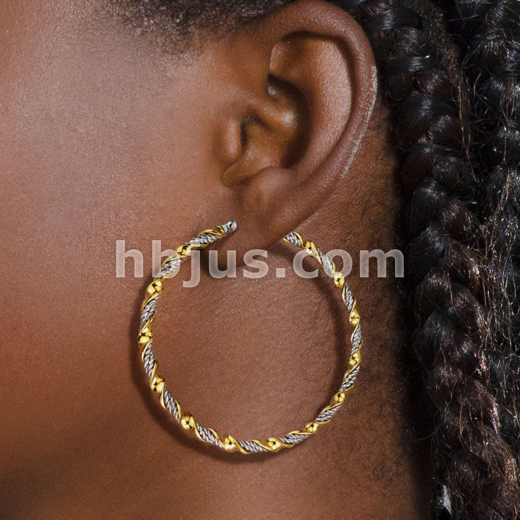 316L Surgical Steel Pair of Braided 316LStainless Steel and Gold IP... - Image 7
