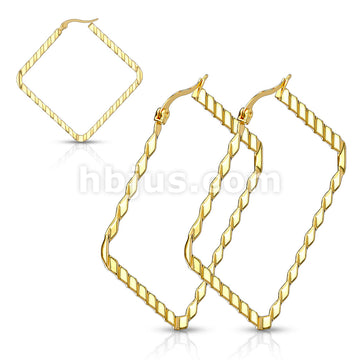 316L Surgical Steel Pair of Wave Pattern Square Diamond Shaped... - Image 3