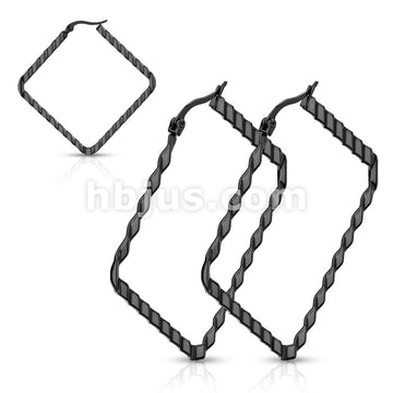 316L Surgical Steel Pair of Wave Pattern Square Diamond Shaped... - Image 4