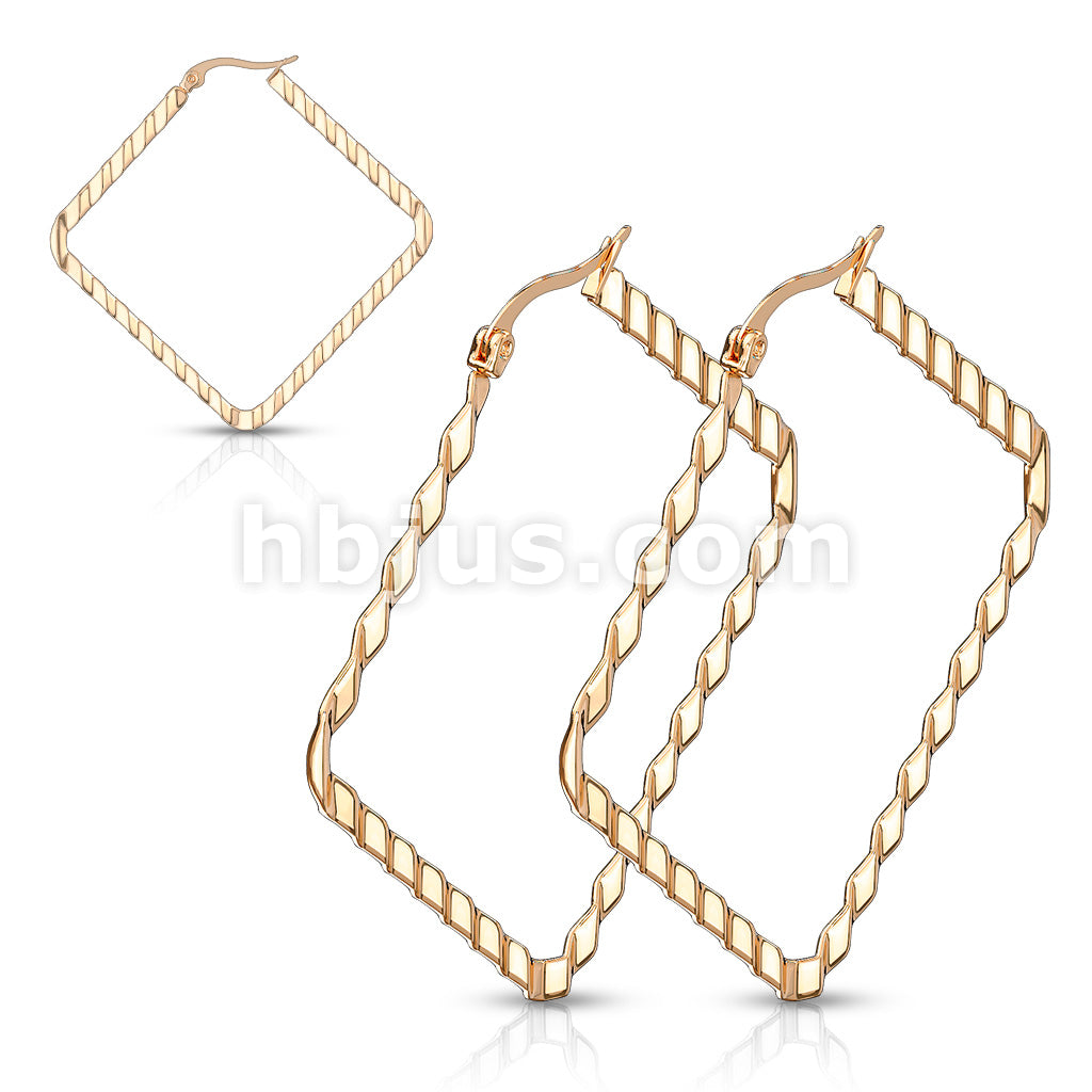 316L Surgical Steel Pair of Wave Pattern Square Diamond Shaped... - Image 5