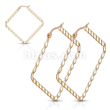 316L Surgical Steel Pair of Wave Pattern Square Diamond Shaped... - Image 5