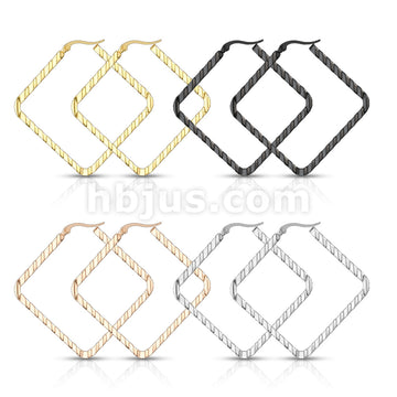 316L Surgical Steel Pair of Wave Pattern Square Diamond Shaped... - Image 7