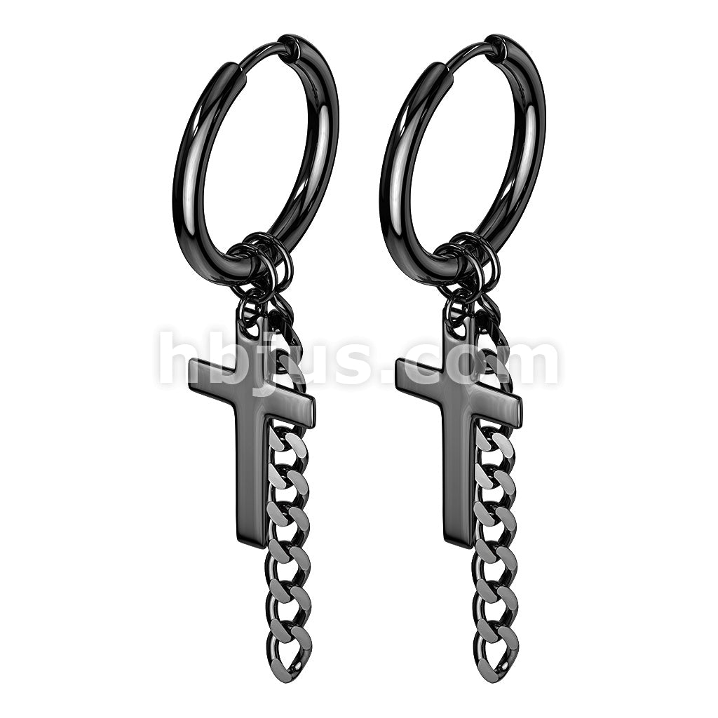 316L Surgical Steel Pair of Cross and Chain Dangle 316L Stainless Steel... - Image 4