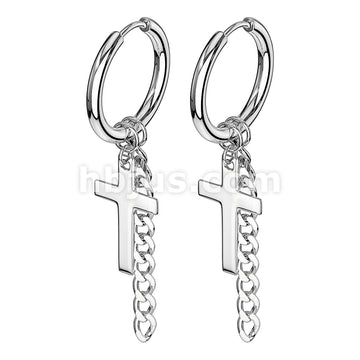 316L Surgical Steel Pair of Cross and Chain Dangle 316L Stainless Steel... - Image 5