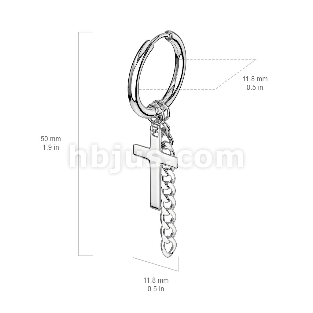 316L Surgical Steel Pair of Cross and Chain Dangle 316L Stainless Steel... - Image 6