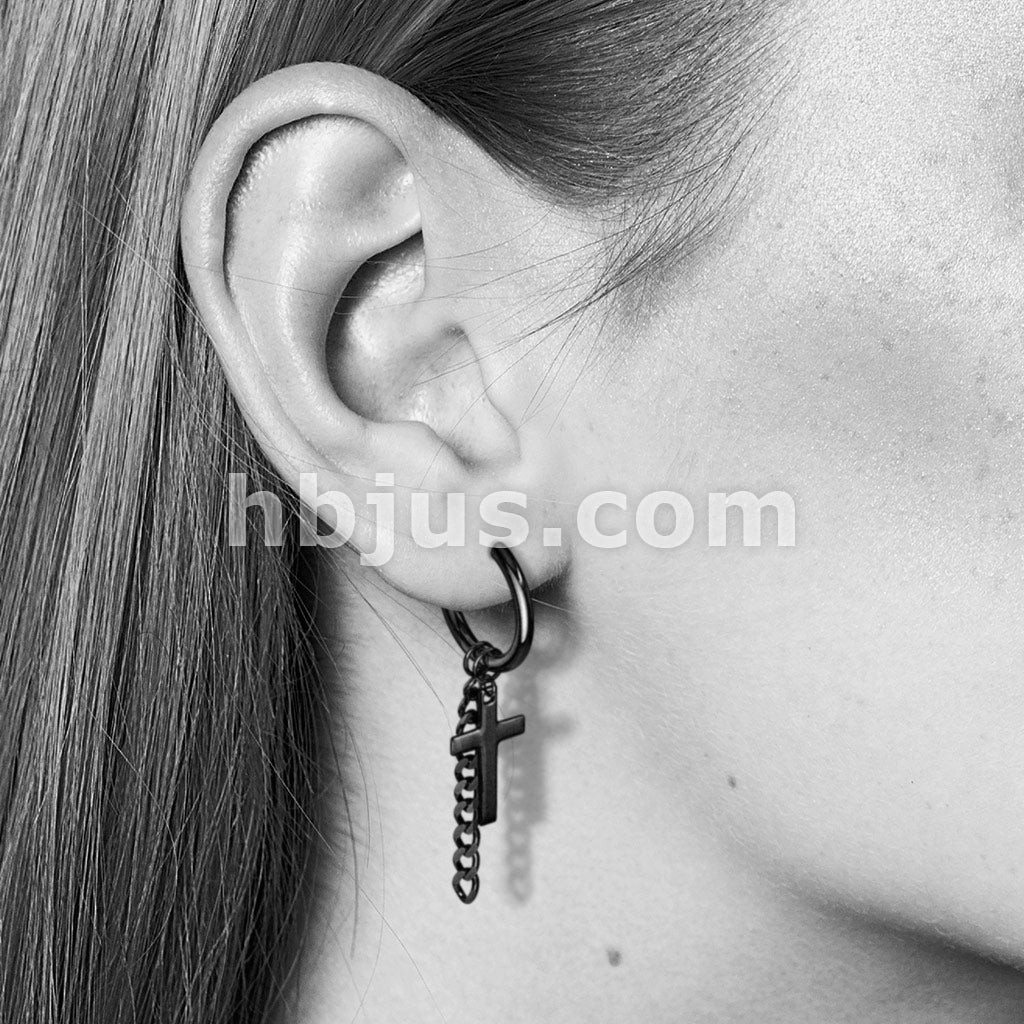 316L Surgical Steel Pair of Cross and Chain Dangle 316L Stainless Steel... - Image 8