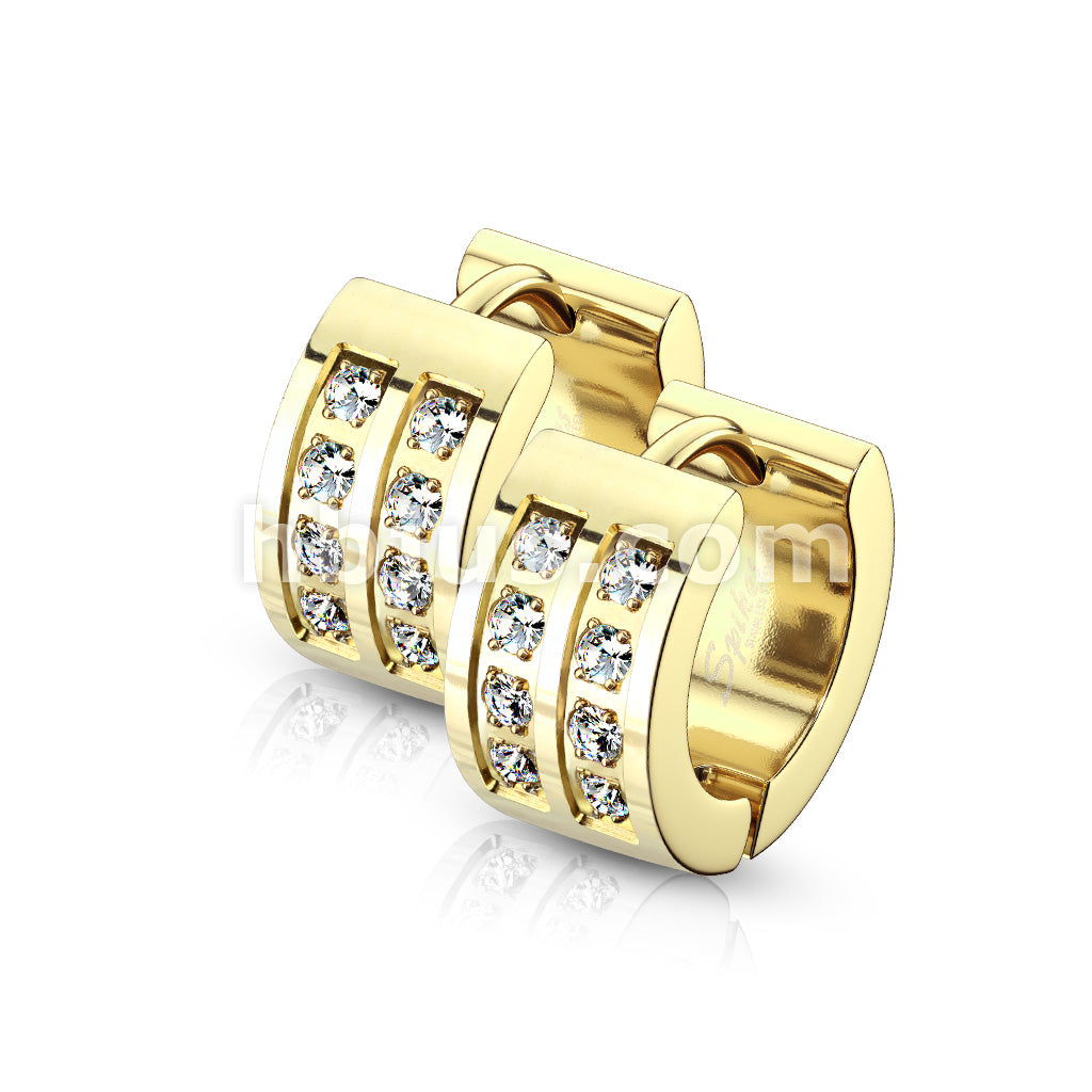 316L Surgical Steel Pair of 8 CNC Set Clear CZ Stainless Steel Hinge... - Image 3