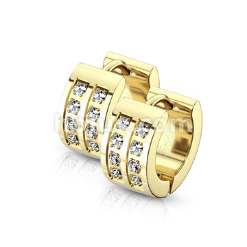 316L Surgical Steel Pair of 8 CNC Set Clear CZ Stainless Steel Hinge... - Image 3