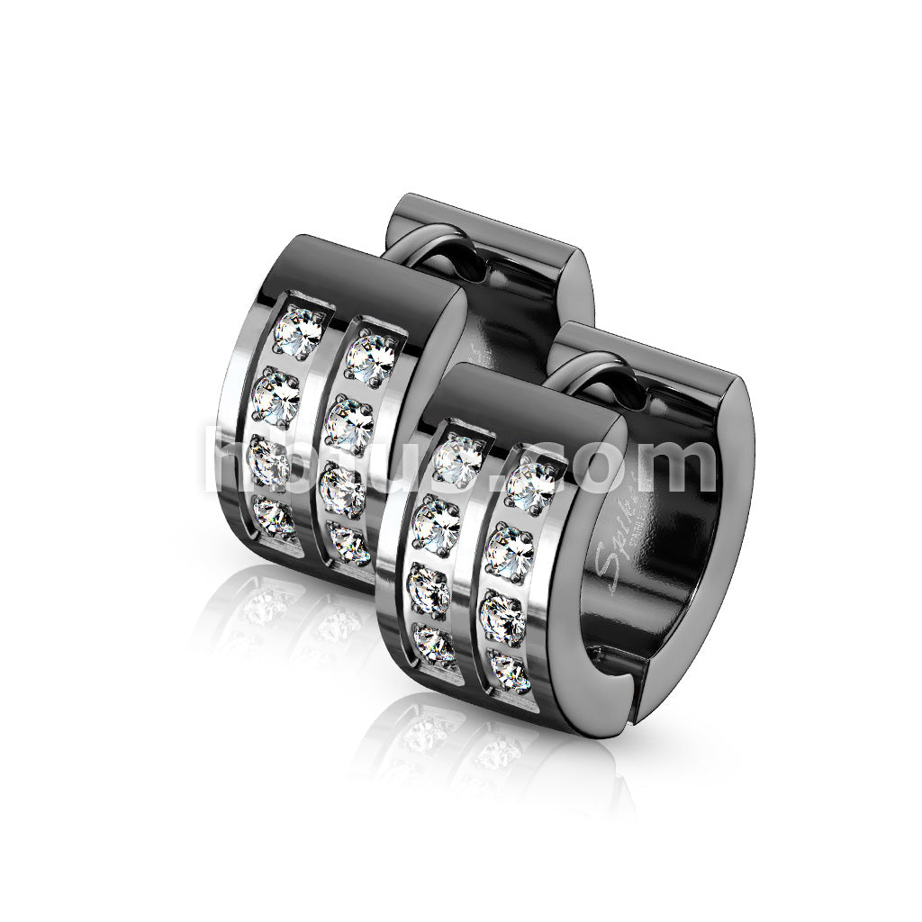 316L Surgical Steel Pair of 8 CNC Set Clear CZ Stainless Steel Hinge... - Image 4